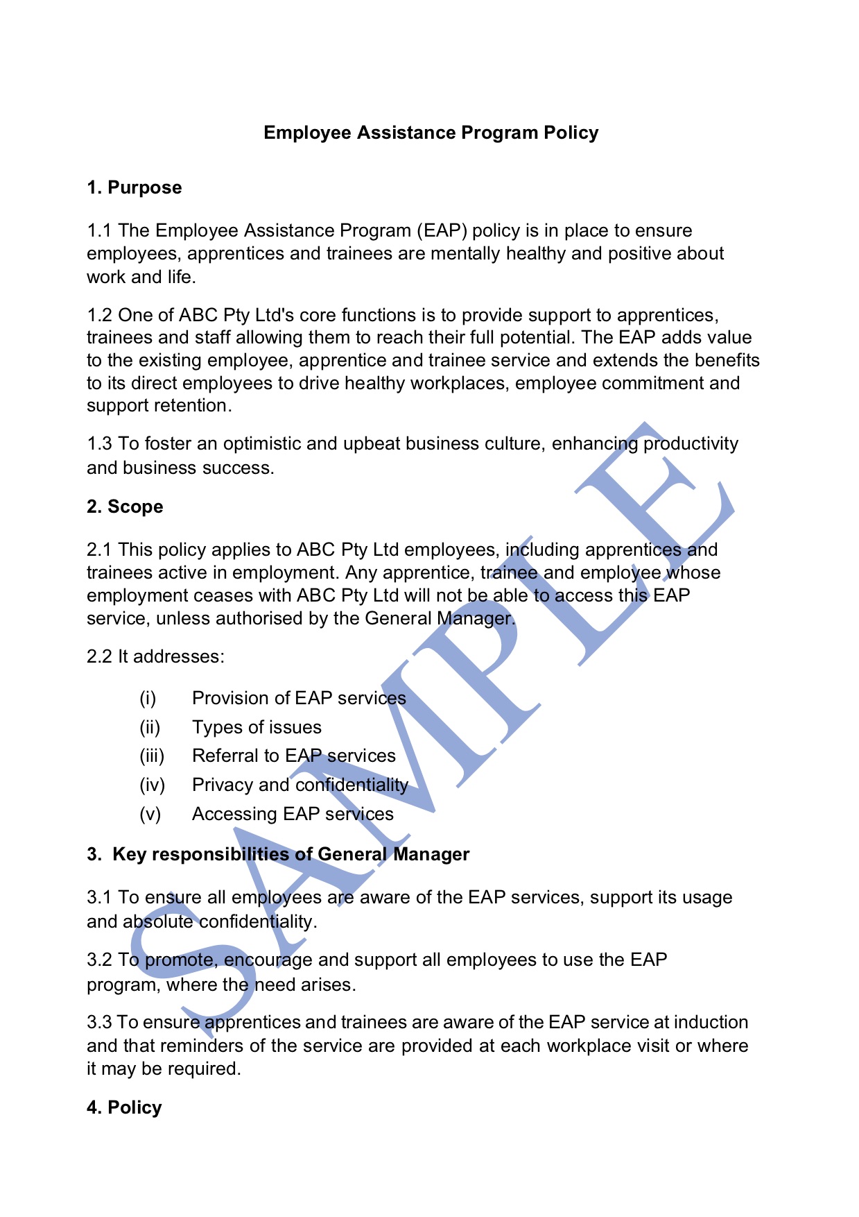 Employee Assistance Program Policy